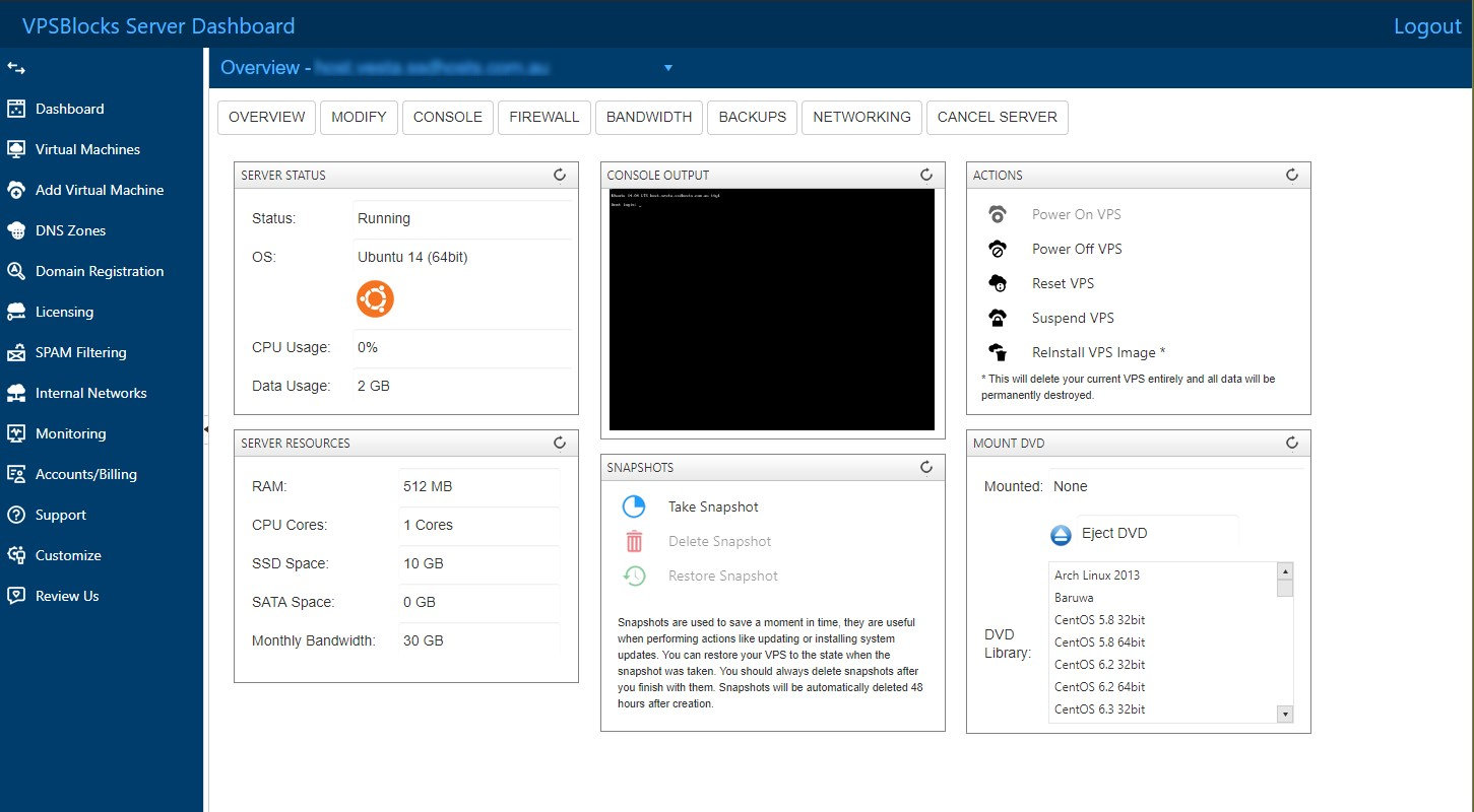 VPS Control Panel Features - Extensive & User-friendly