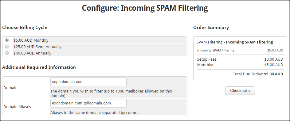 Order SPAM Experts Filter